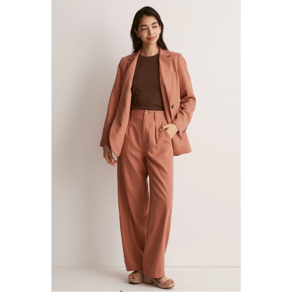 Madewell The Neale Straight Leg Pant in Drapeweave High Rise Dried Rose Size 6